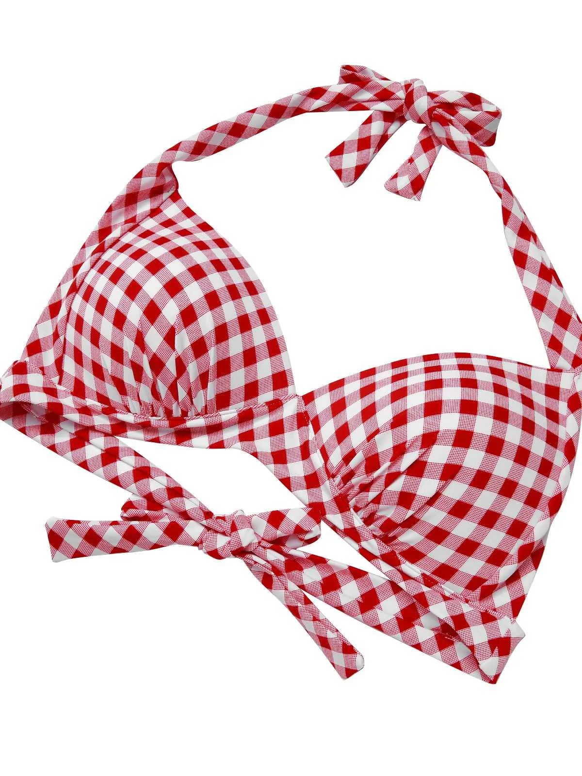 1950s Halter Plaids Lace-Up Swimsuit