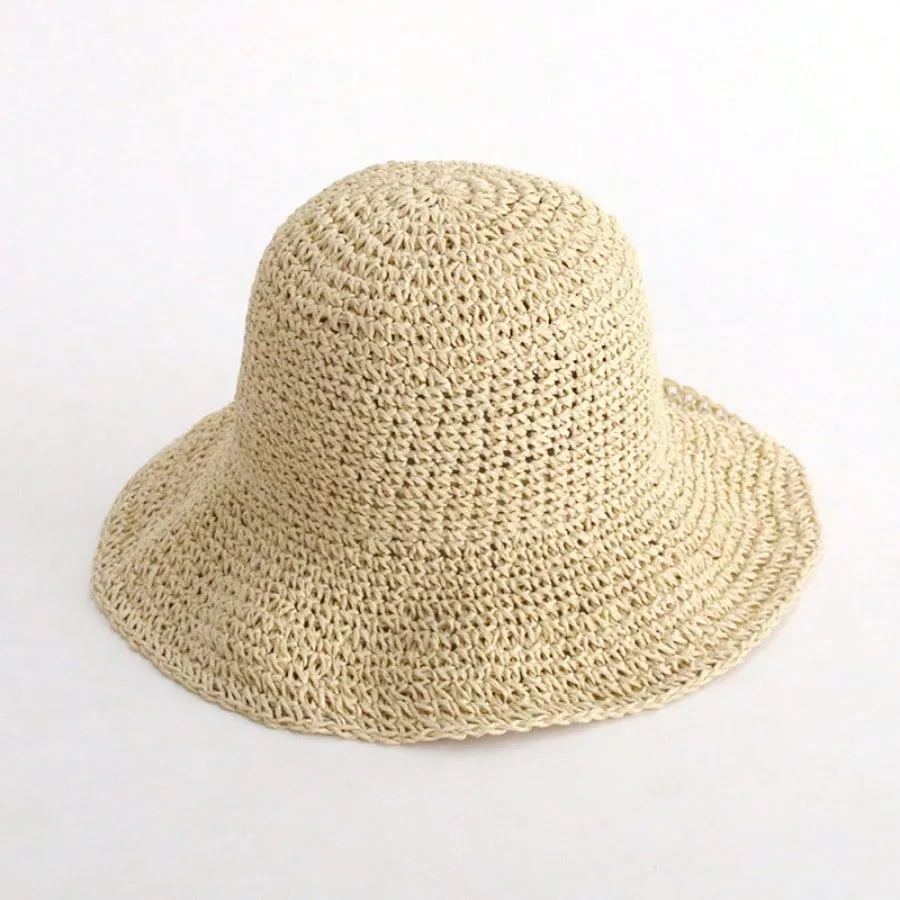1pc Handmade Summer Sun Hat Women's Sunscreen Beach Hat Holiday Straw Hat With Wide Brim, Fishing Hat