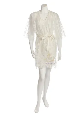 204 Showgirl Feathers and Crystals Ivory Cover Up
