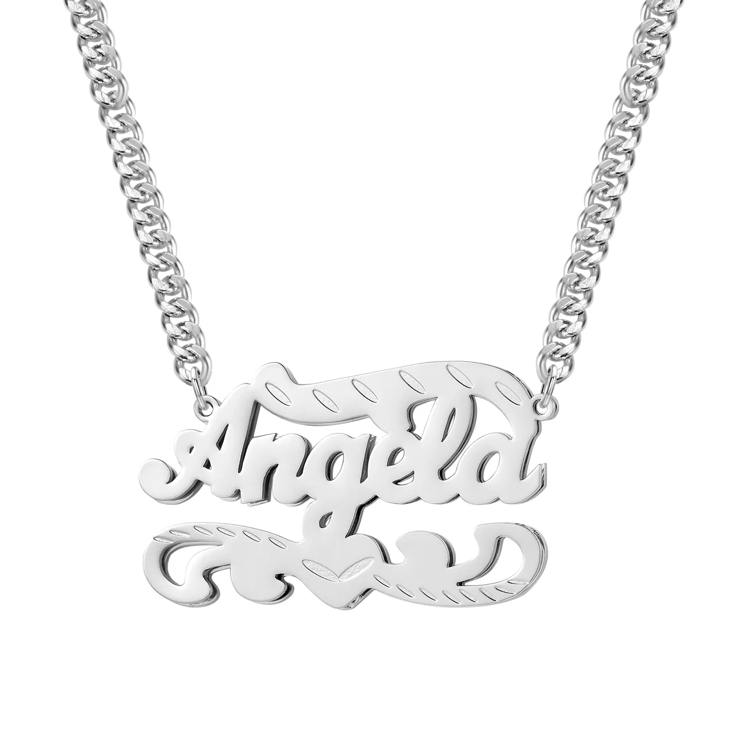 3D Double Layer Name Necklace QN349-F01