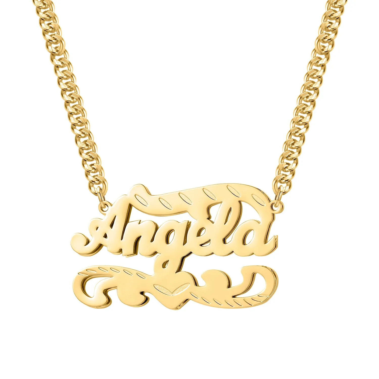 3D Double Layer Name Necklace QN349-F01