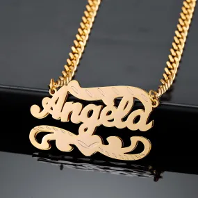 3D Double Layer Name Necklace QN349-F01