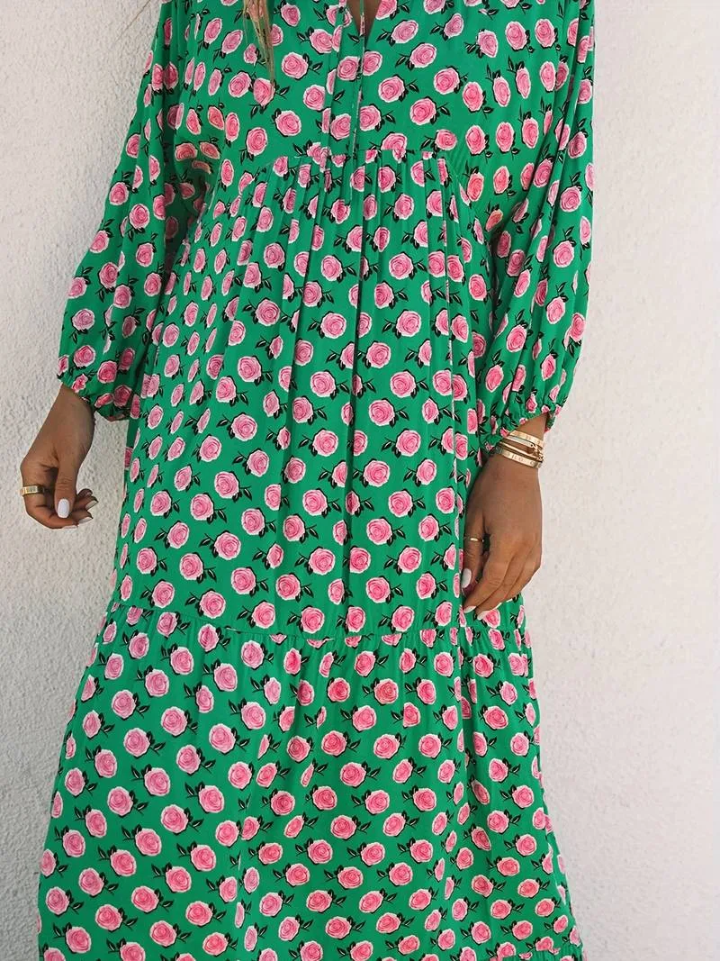 Abisha - Robe longue boho ample à imprimé floral