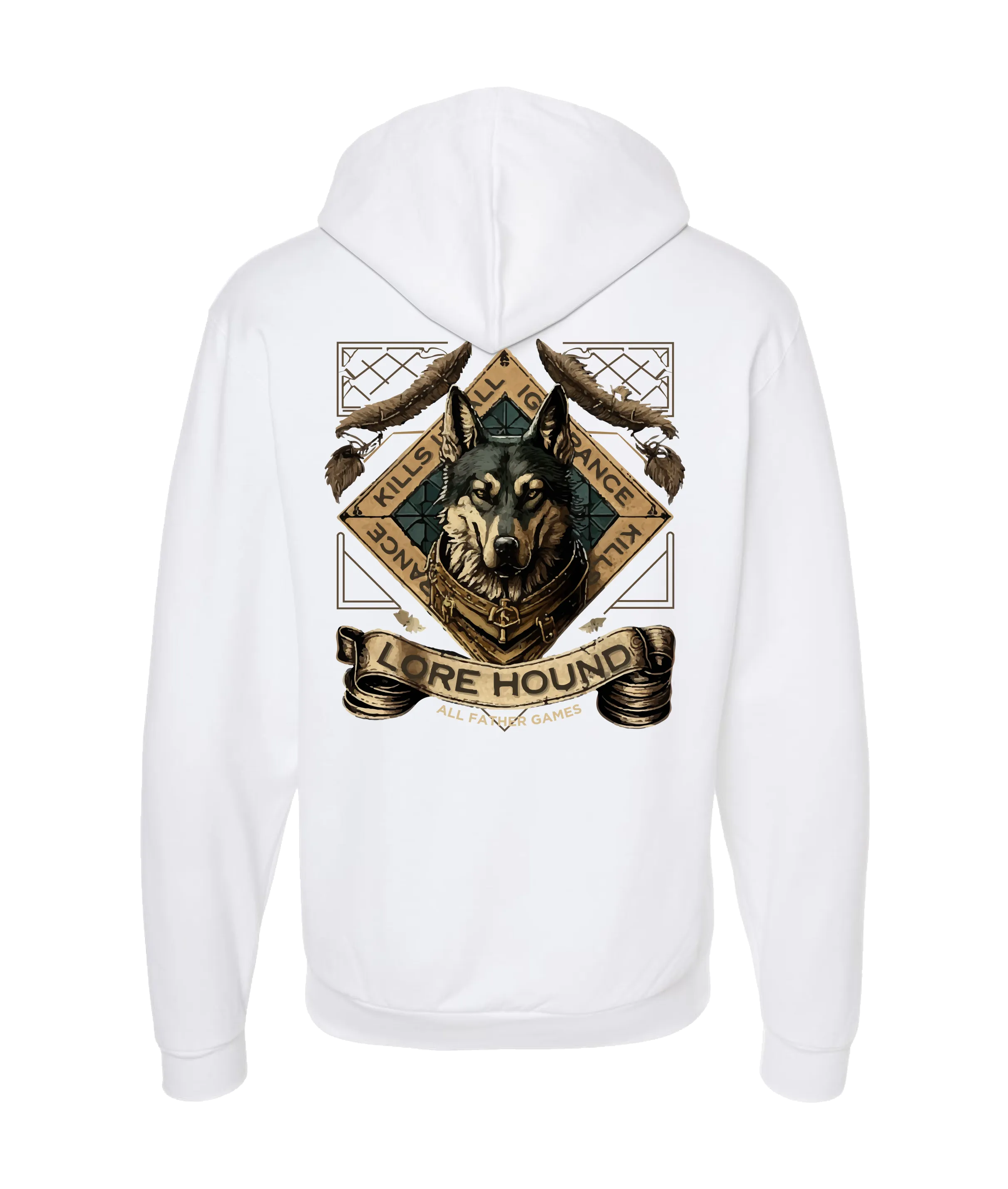 All Father Games - LORE HOUND - White Zip Up Hoodie