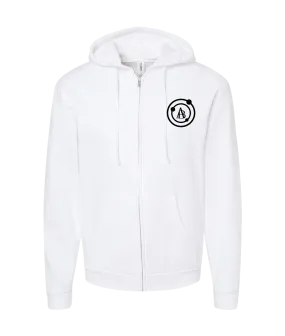 ANGEL BARBOSA - DESIGN 1 - White Zip Up Hoodie