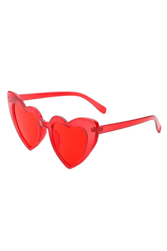 Angular Heart Cat-Eye Sunglasses - Translucent Red