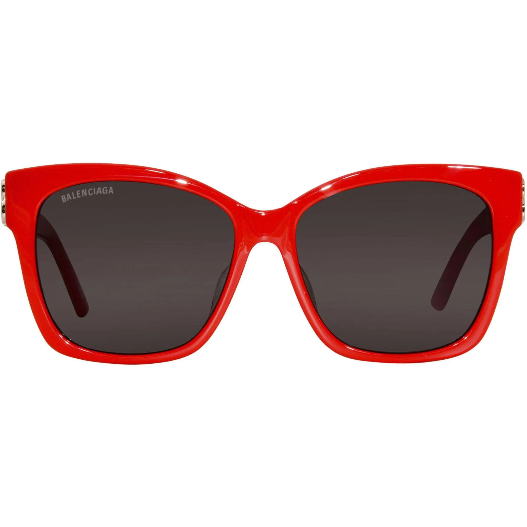 Balenciaga Women's Sunglasses - Red Acetate Square Frame Grey Lens | BB0102SA 012