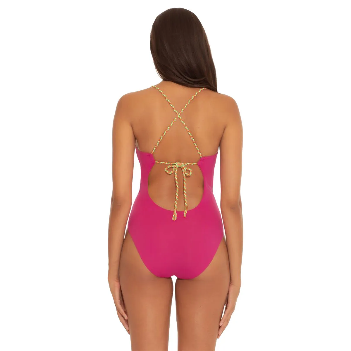 Becca Wrap Around Abigail Reversible Raspberry/Kiwi One Piece Womens Swimuit