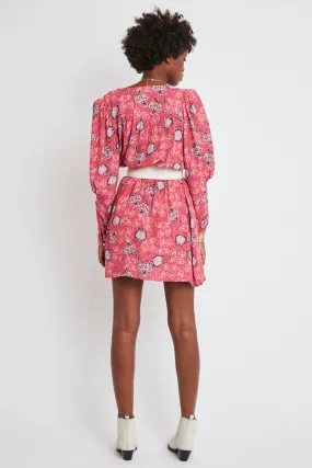 Berenice - Robe Droite Corail Et Blanc