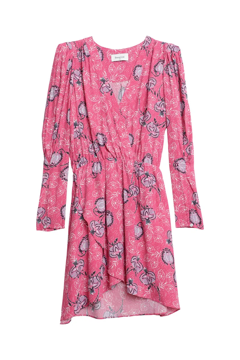 Berenice - Robe Droite Corail Et Blanc