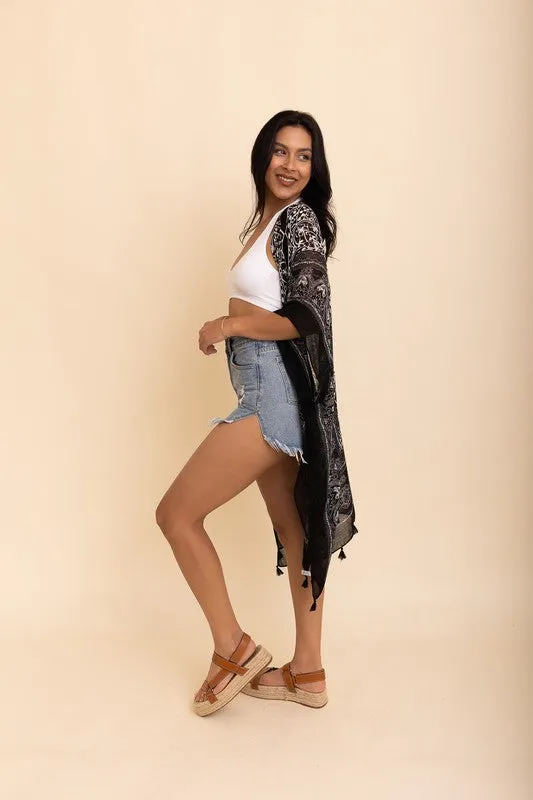 Bohemian Mandala Tassel Kimono - Beach Perfect