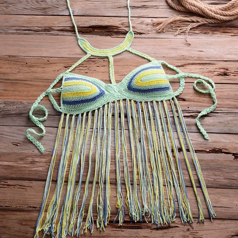 Bralette Knit Halter Push Up Bikini Top Or Skirt