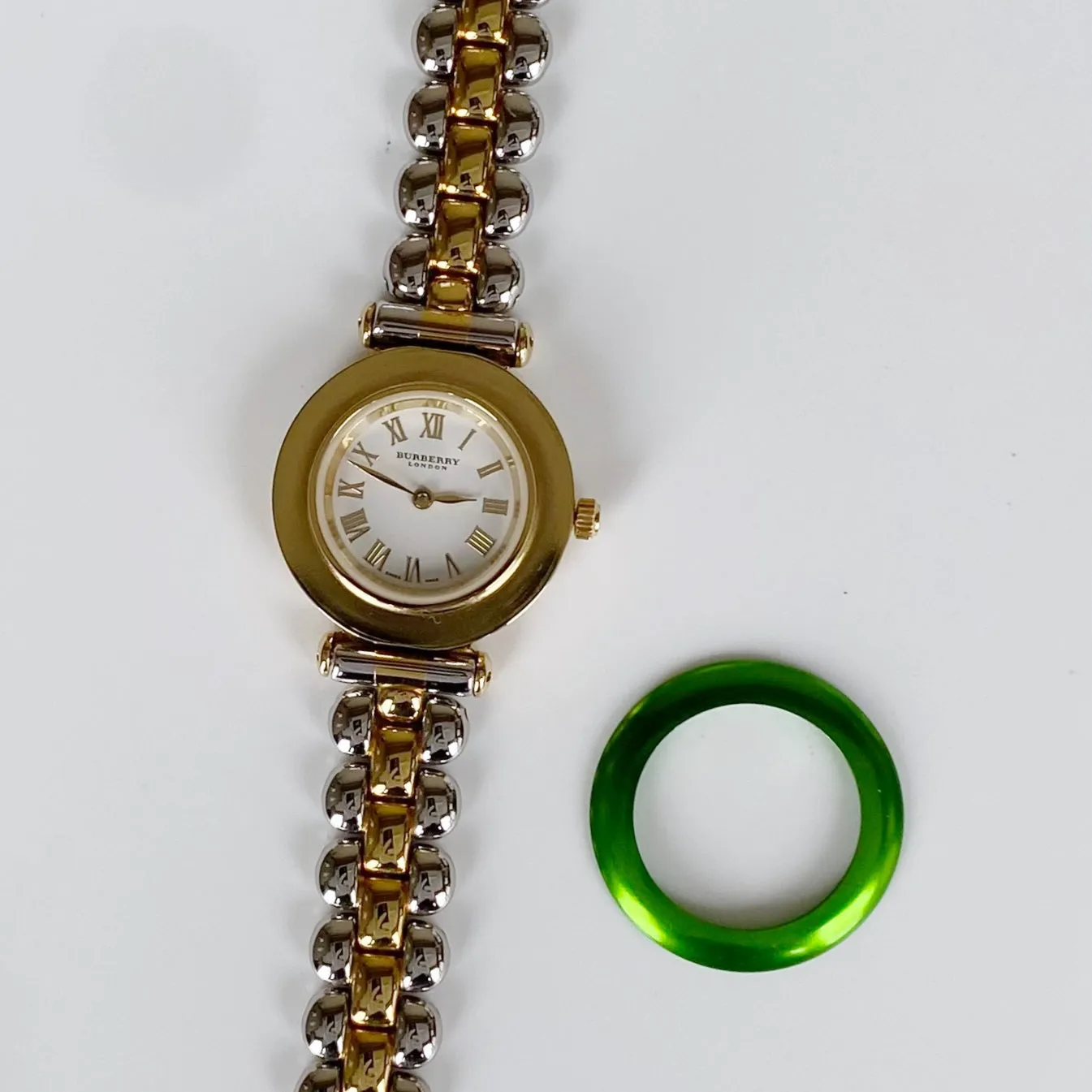 Burberry 1990s Interchangeable Bezel Watch with 7 bezels and case