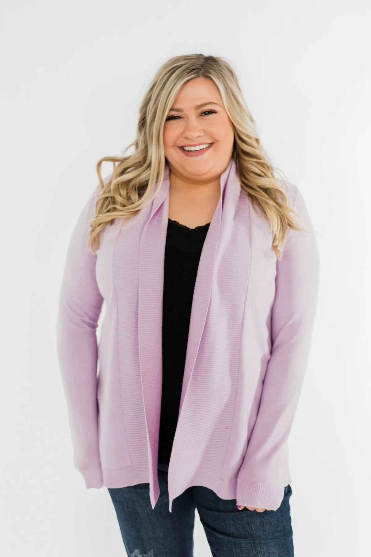 Can't Wait Open Front Cardigan- Lilac