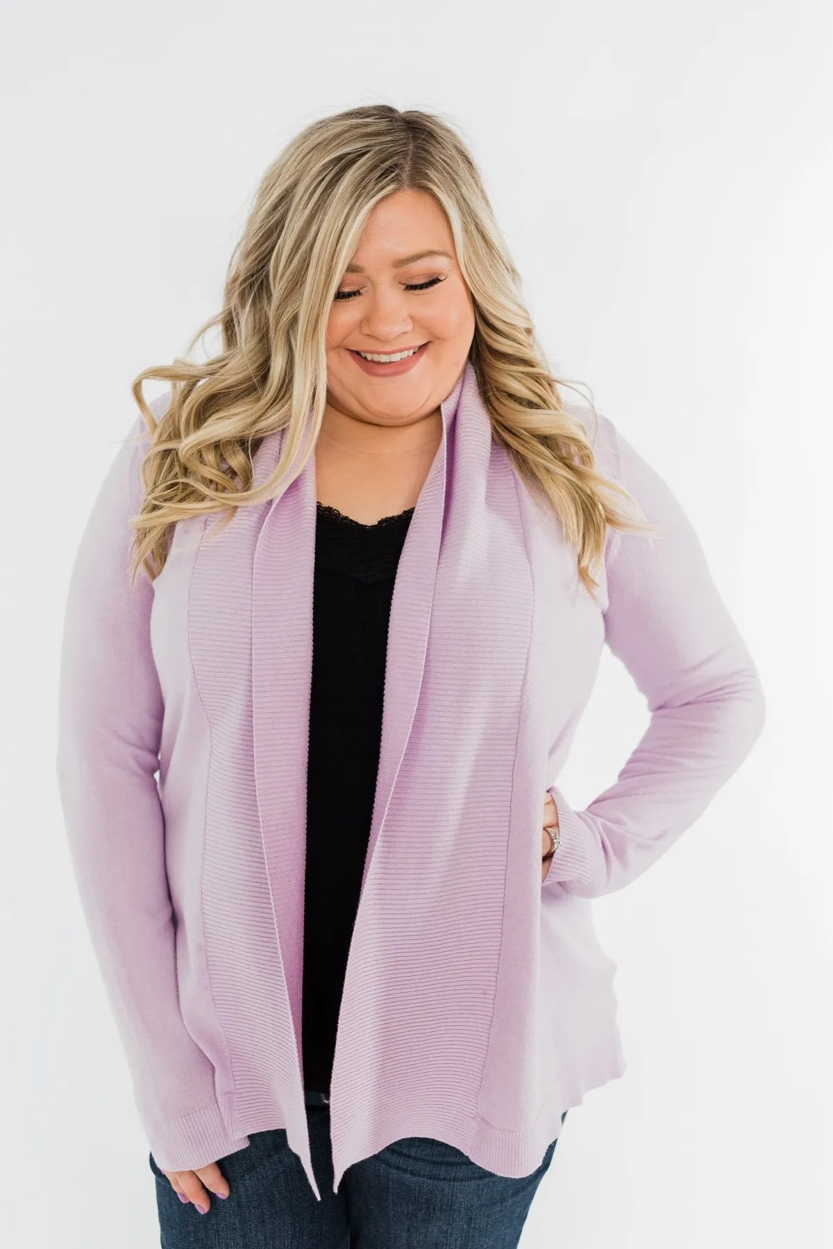Can't Wait Open Front Cardigan- Lilac
