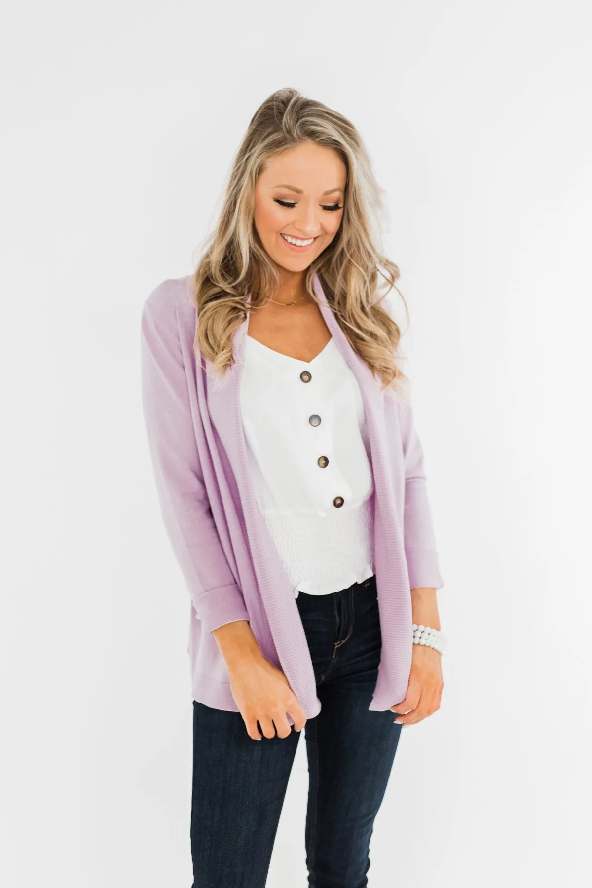 Can't Wait Open Front Cardigan- Lilac