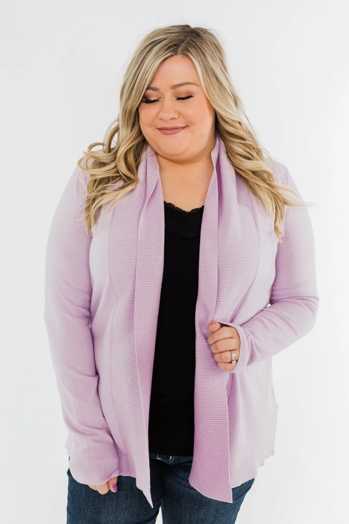 Can't Wait Open Front Cardigan- Lilac