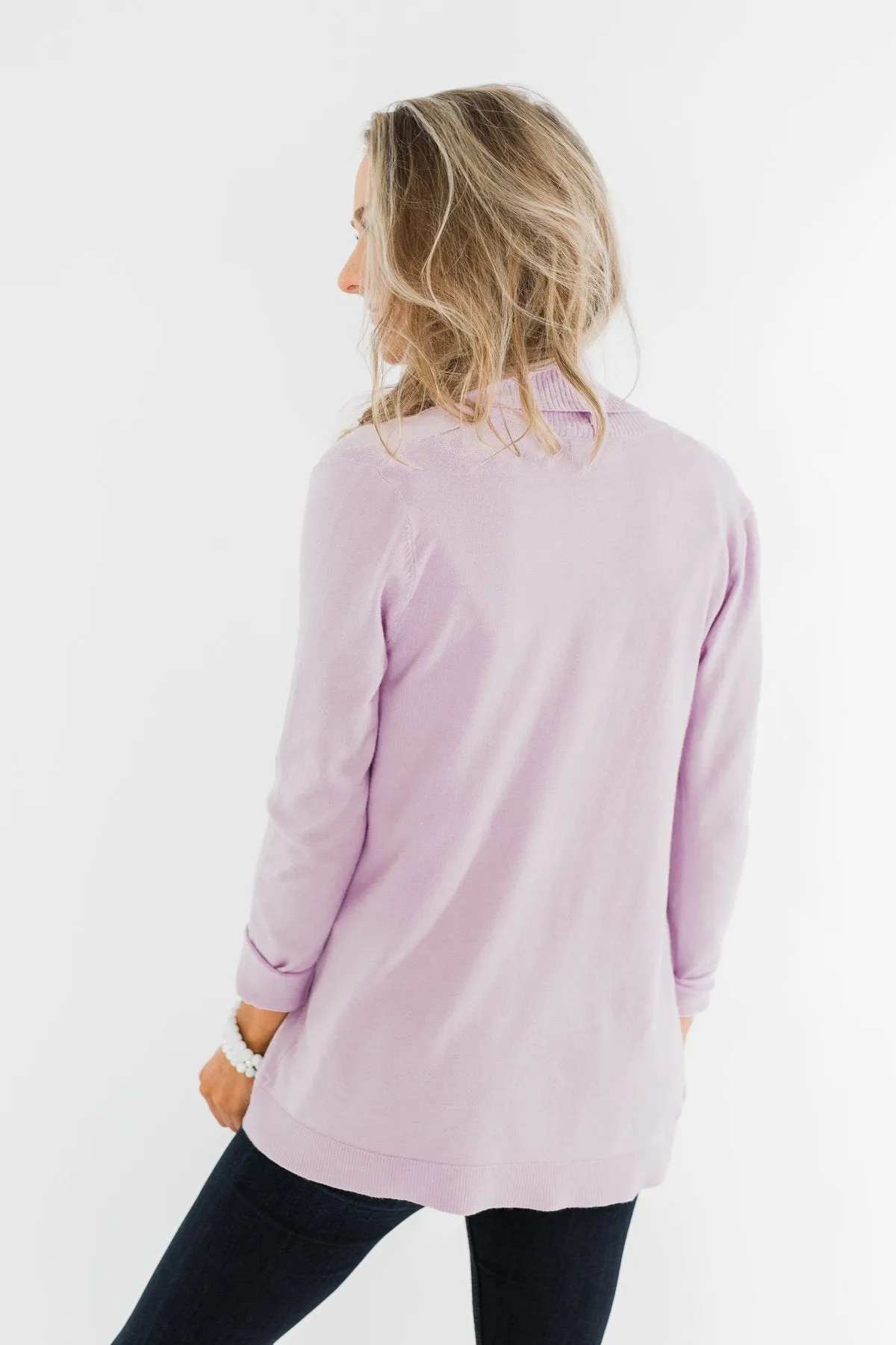 Can't Wait Open Front Cardigan- Lilac