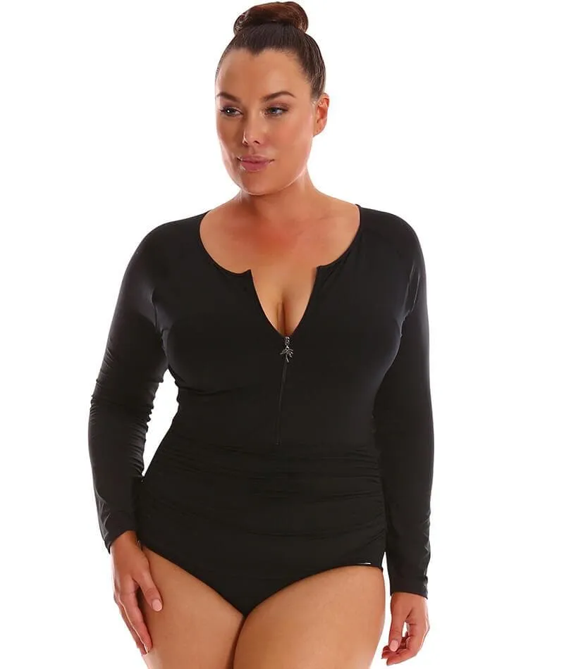 Capriosca Long Sleeve Zip One Piece - Black