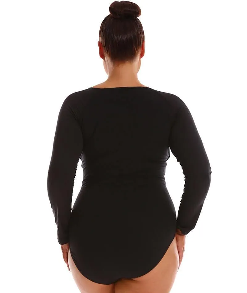 Capriosca Long Sleeve Zip One Piece - Black