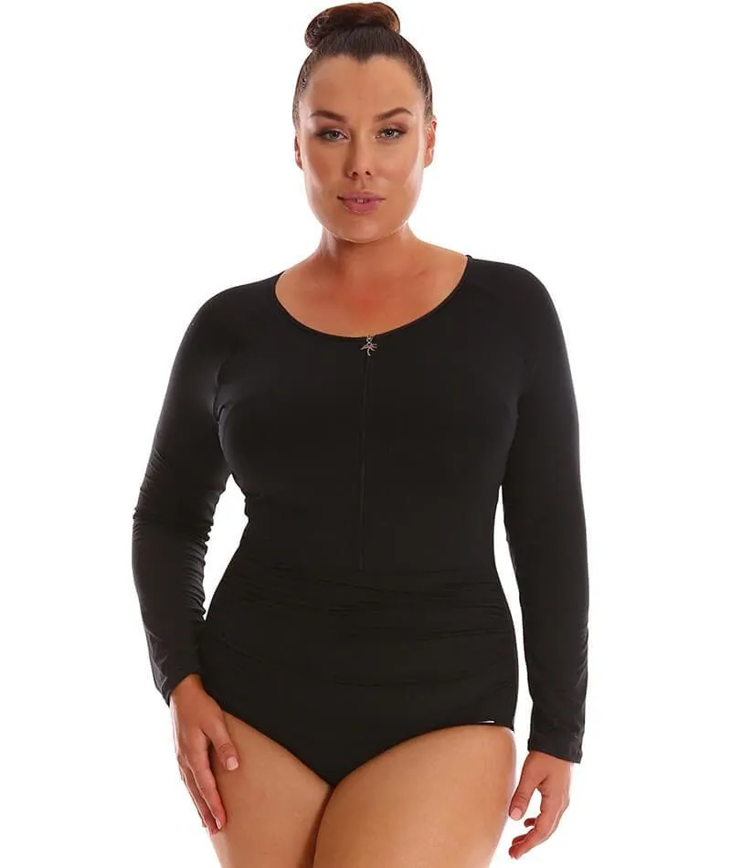 Capriosca Long Sleeve Zip One Piece - Black