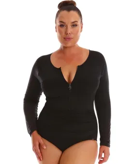 Capriosca Long Sleeve Zip One Piece - Black