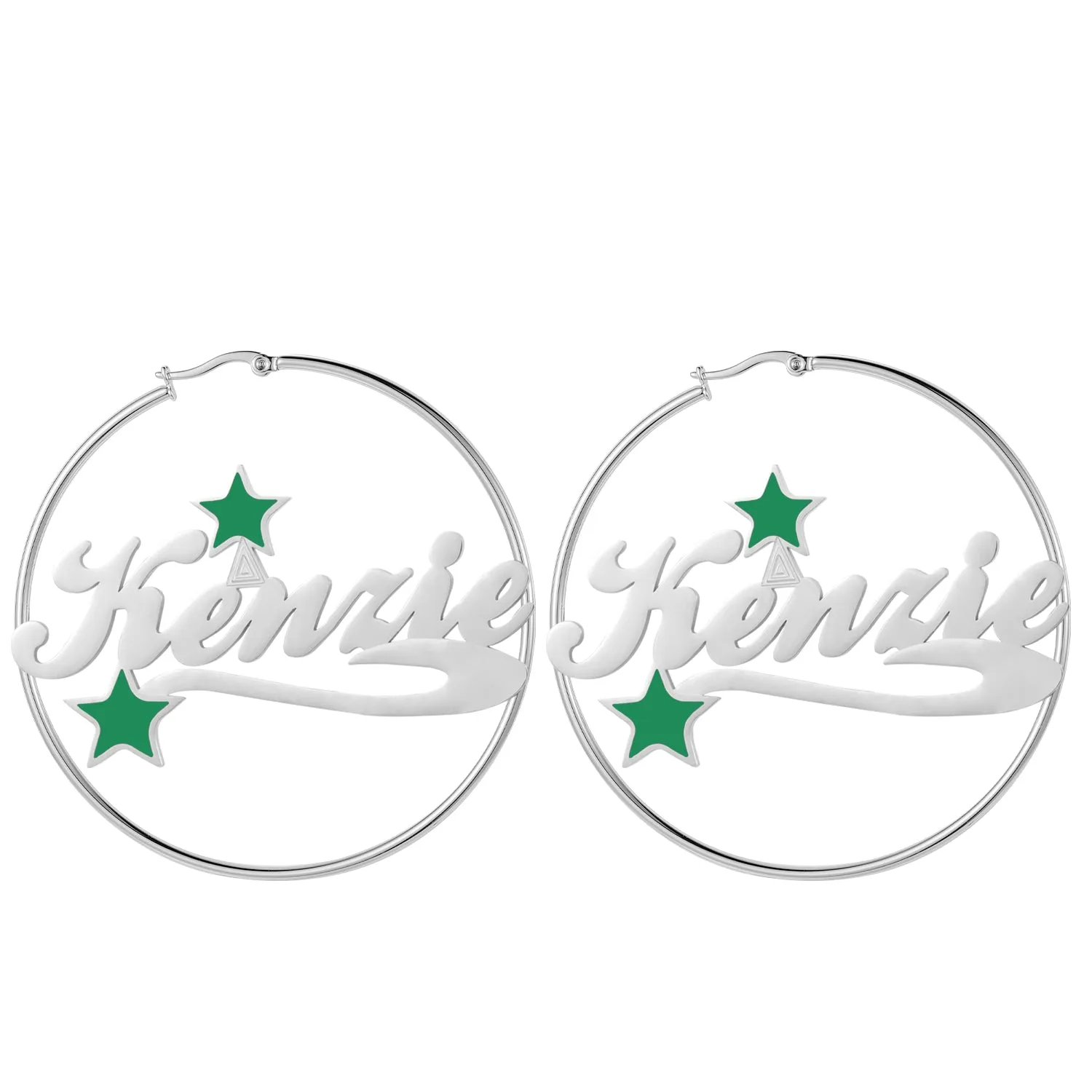 Christmas Star Name Hoop Earrings QE994