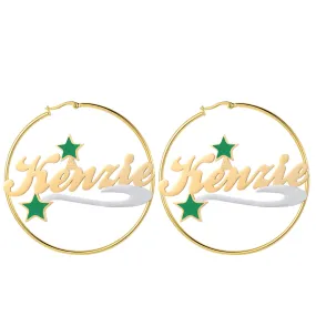 Christmas Star Name Hoop Earrings QE994