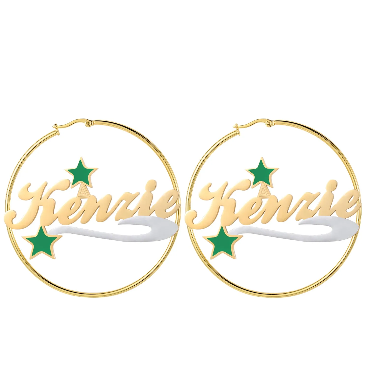 Christmas Star Name Hoop Earrings QE994