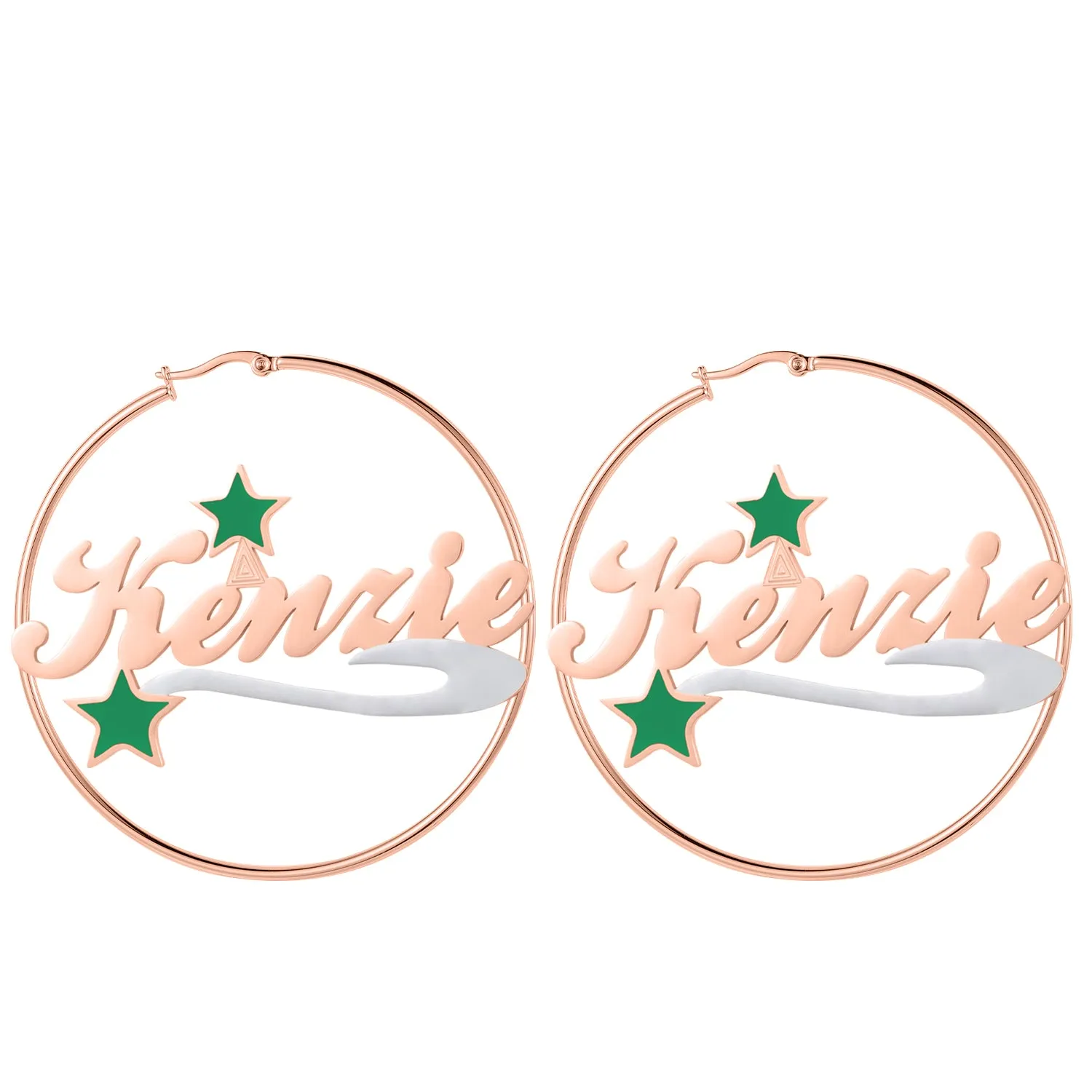Christmas Star Name Hoop Earrings QE994