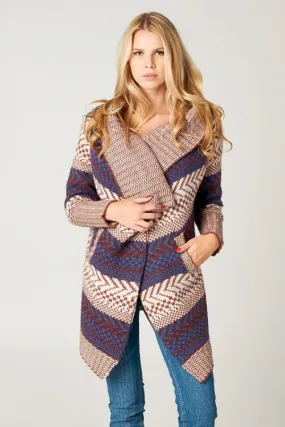 Cozy Zigzag Knit Striped Sweater