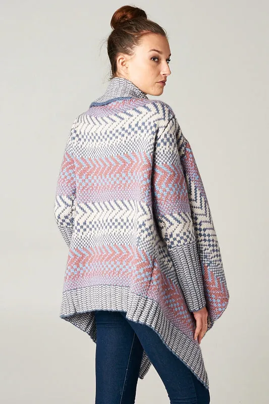 Cozy Zigzag Knit Striped Sweater