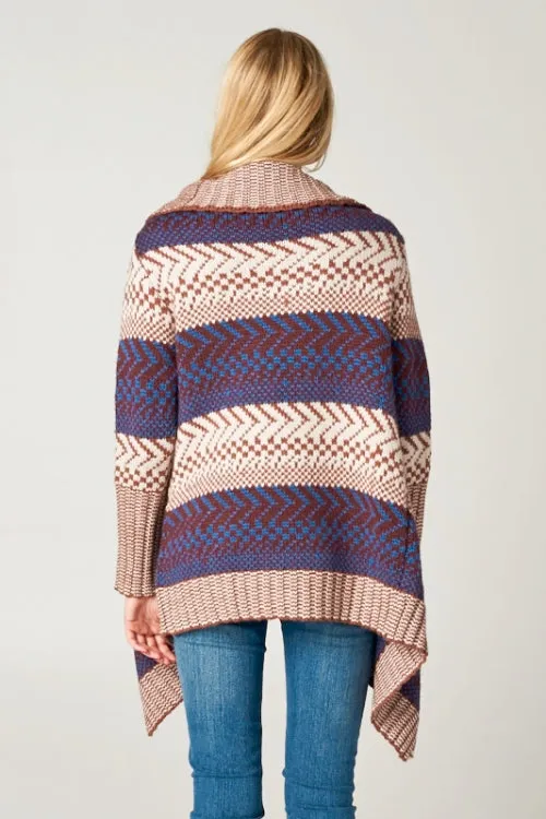 Cozy Zigzag Knit Striped Sweater