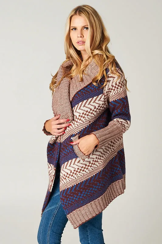 Cozy Zigzag Knit Striped Sweater