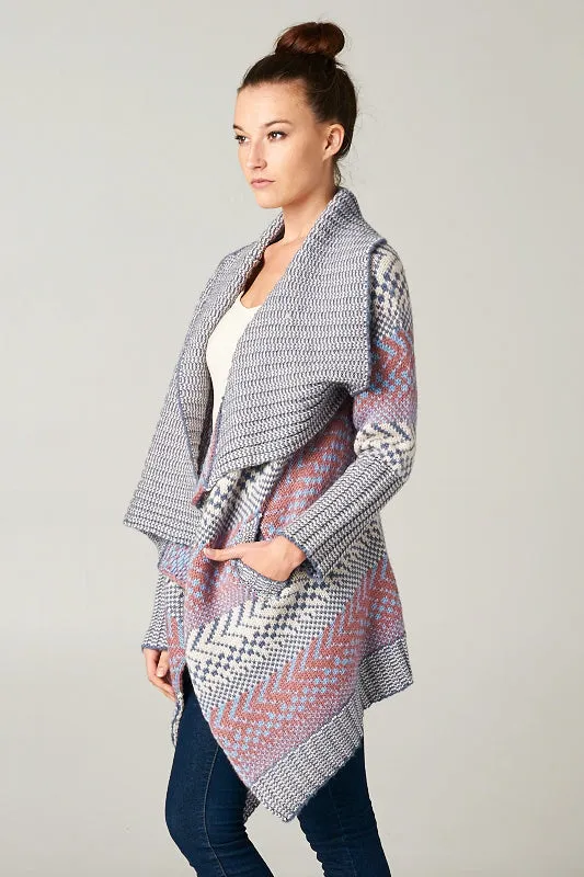Cozy Zigzag Knit Striped Sweater
