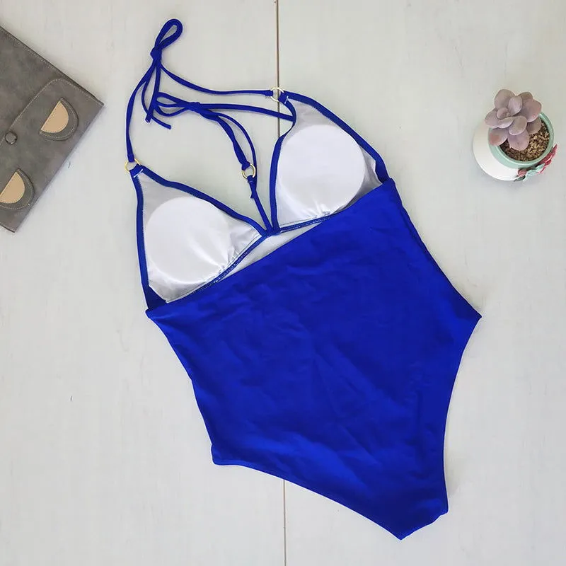 Cross Straps Push-up Snug-fit One-piece Swimsuits