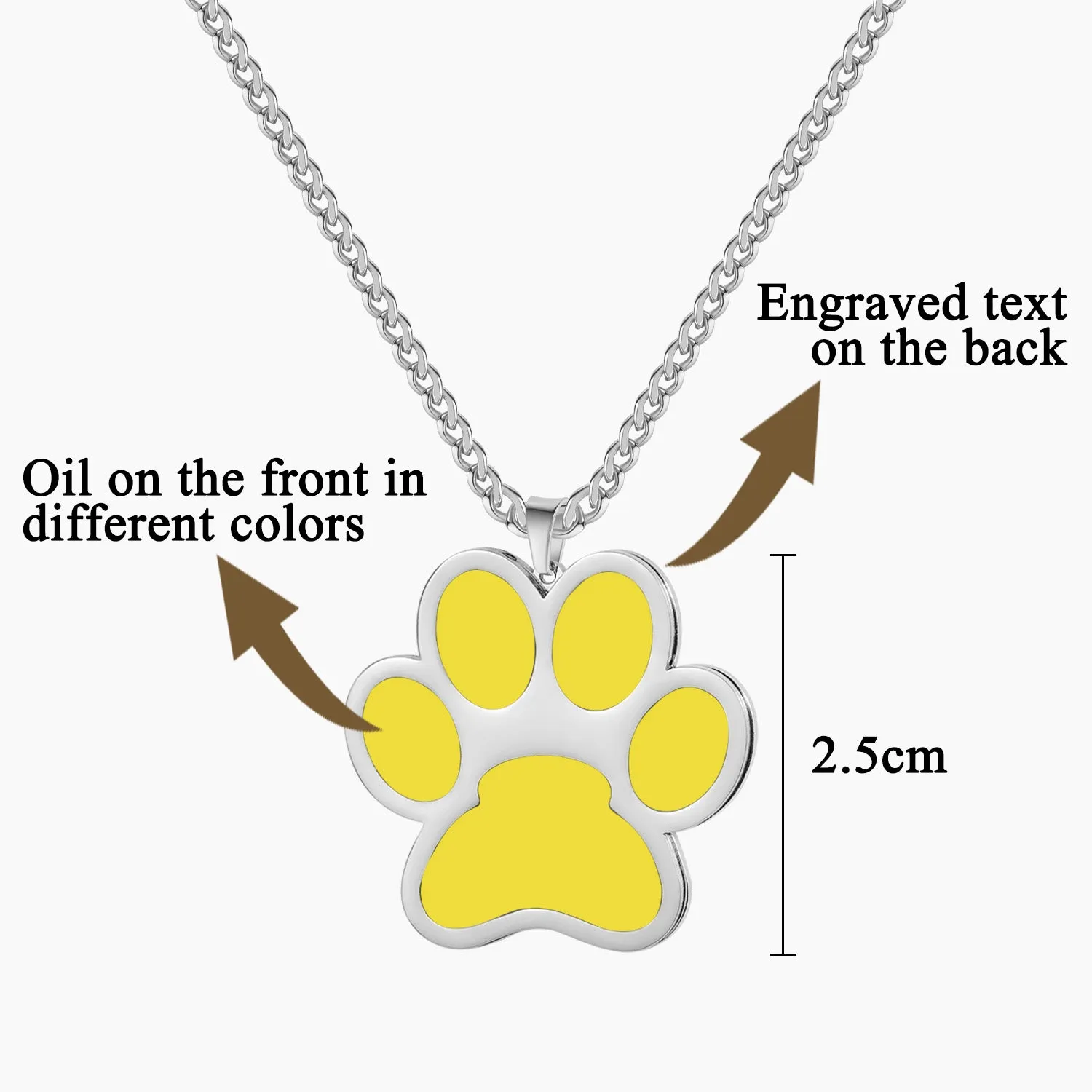 Custom Enamel Paw Print Necklace MN1766