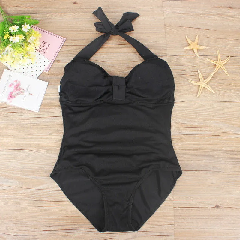 Cut out Push Up Pleating Plus Size One-piece Swimsuits