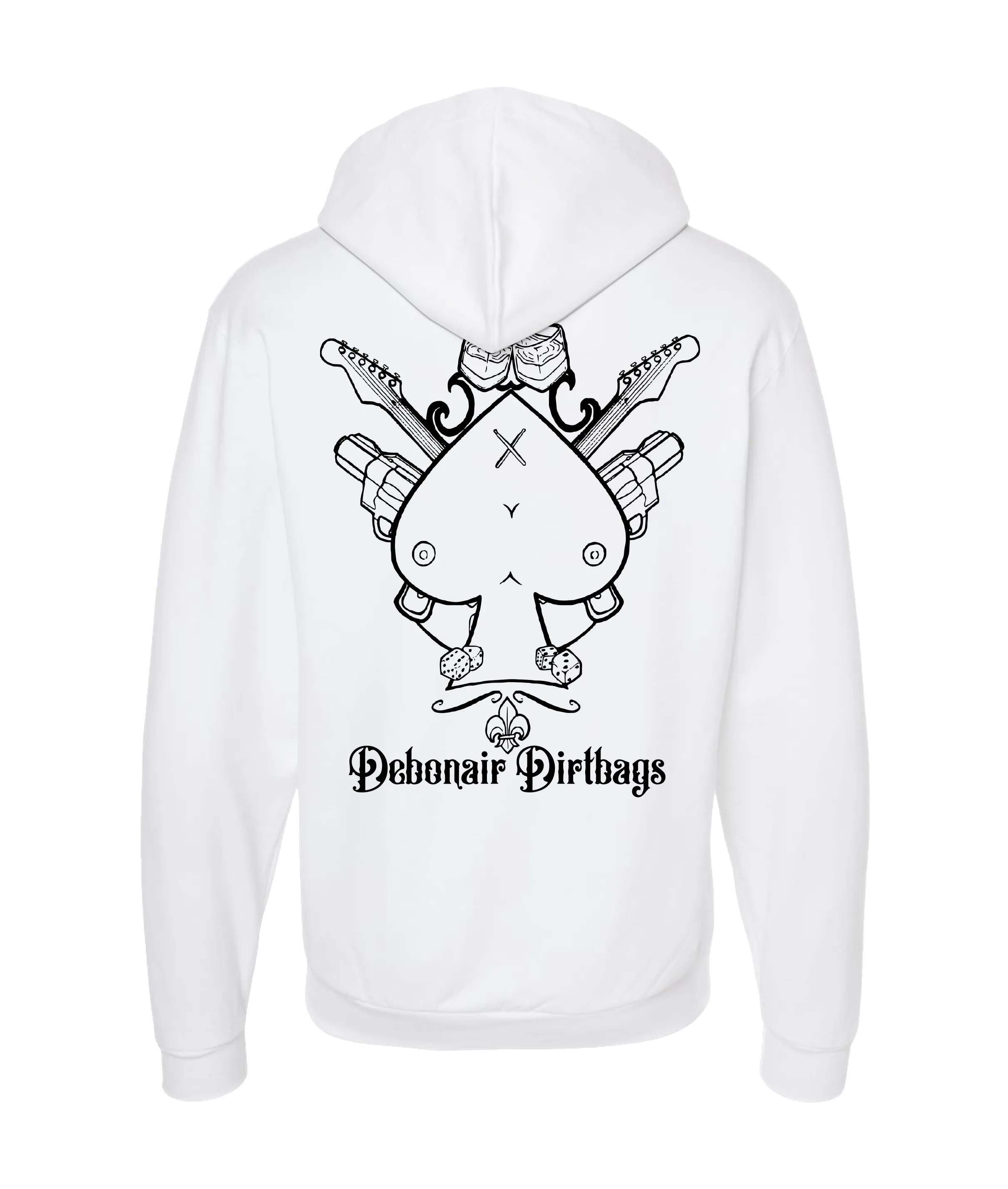 Debonair Dirtbags - Bubon Logo - White Zip Up Hoodie