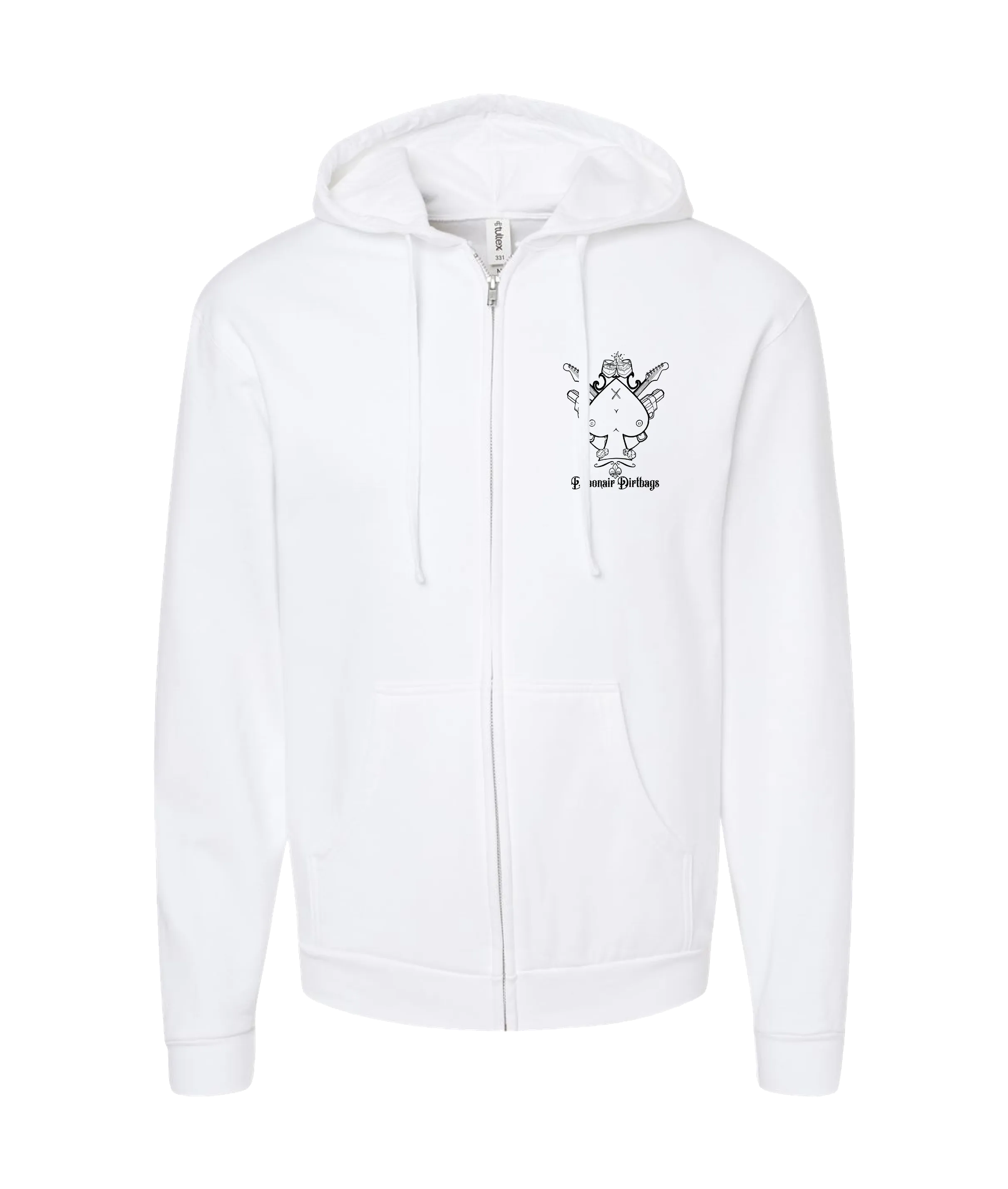 Debonair Dirtbags - Bubon Logo - White Zip Up Hoodie