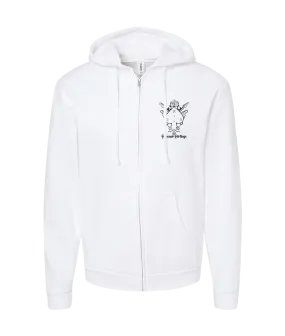Debonair Dirtbags - Bubon Logo - White Zip Up Hoodie
