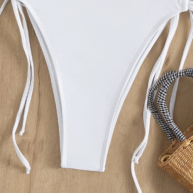 Deep Chesty V-Neck High Waist Triangle One Piece Swimsuits