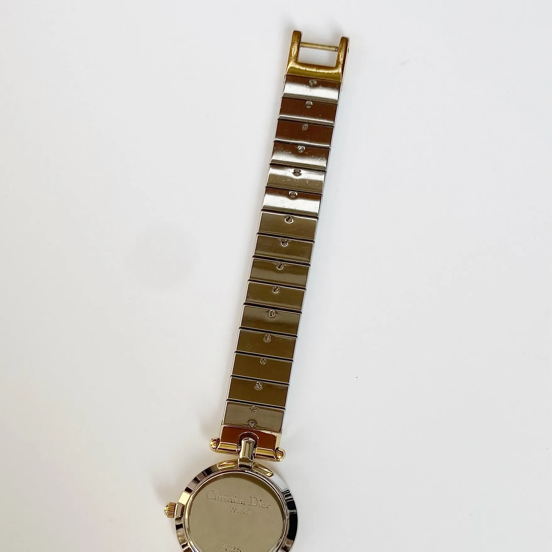 Dior 1990s Navy Dial Round Two Tone Watch