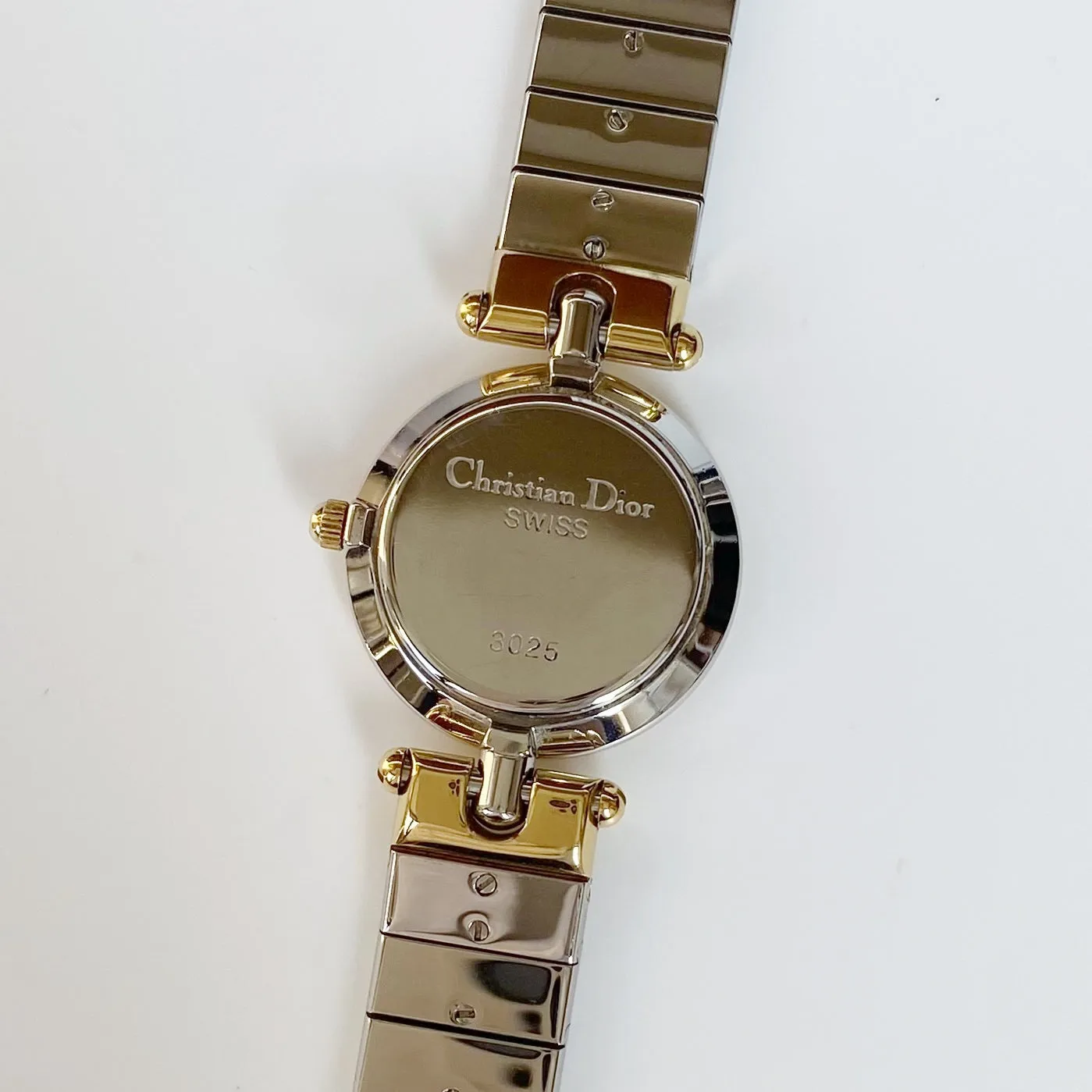 Dior 1990s Navy Dial Round Two Tone Watch