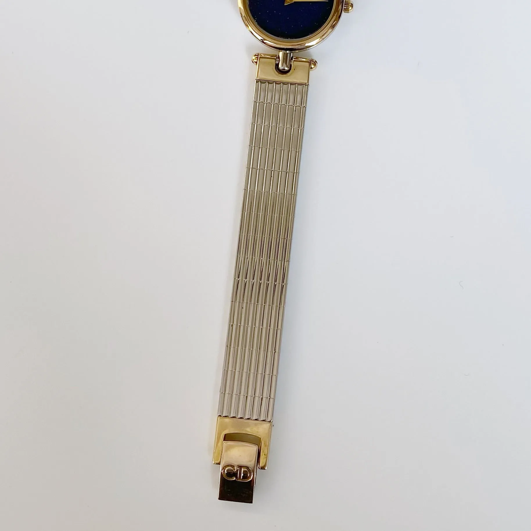 Dior 1990s Navy Dial Round Two Tone Watch
