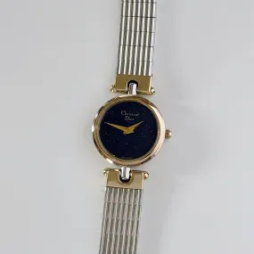 Dior 1990s Navy Dial Round Two Tone Watch