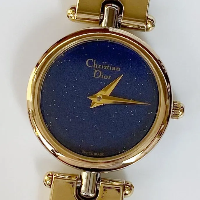 Dior 1990s Navy Dial Round Two Tone Watch