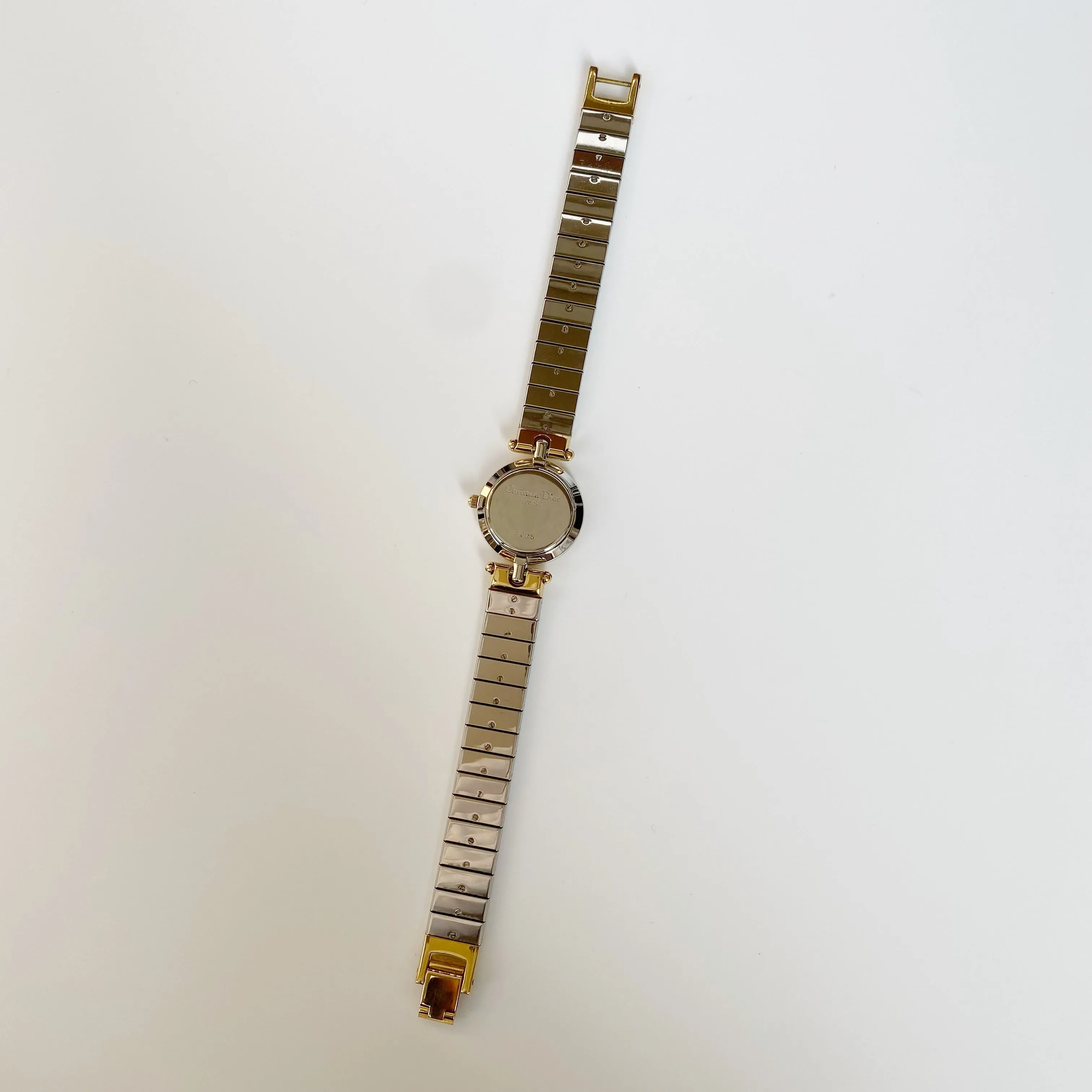 Dior 1990s Navy Dial Round Two Tone Watch