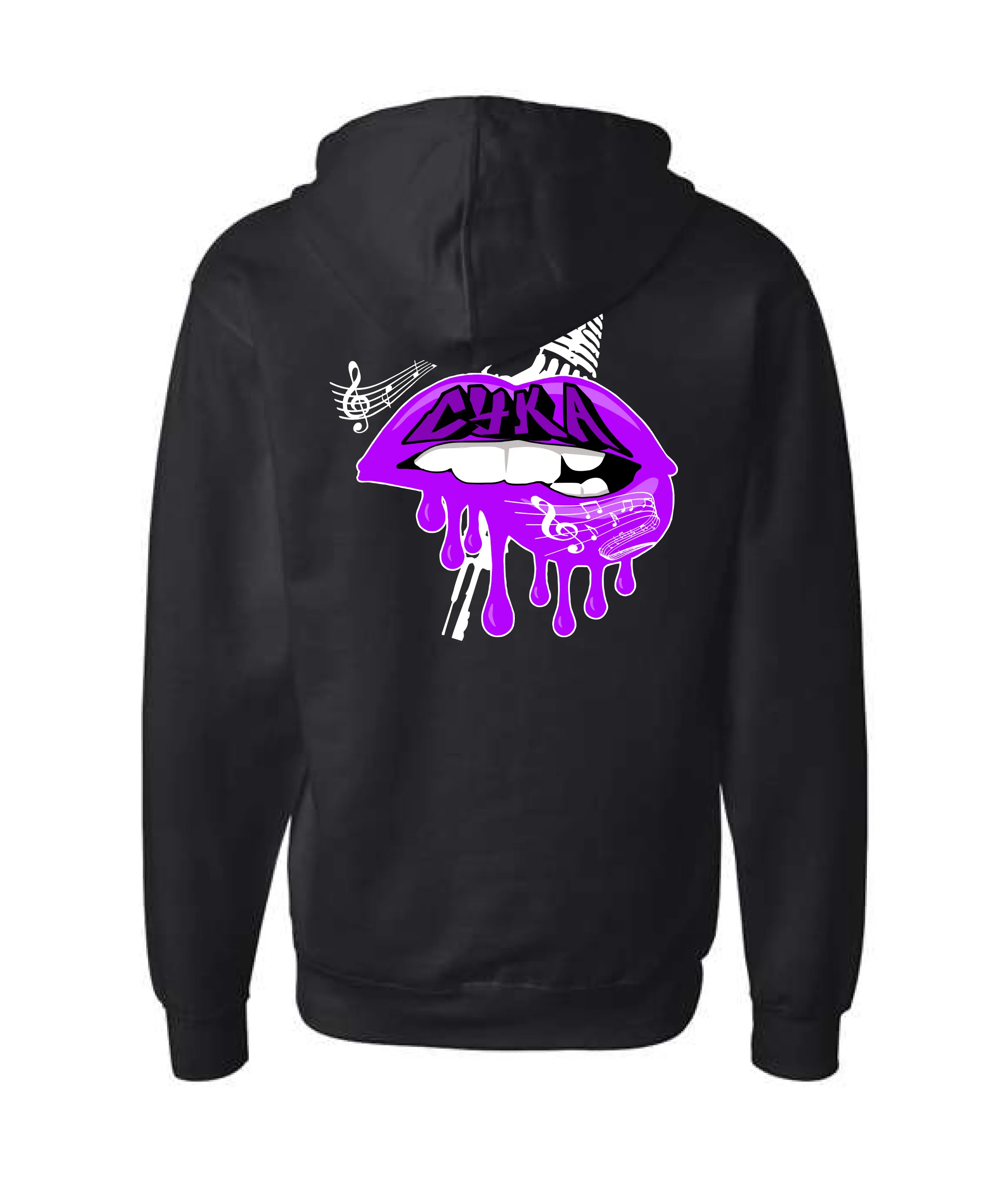 DJ Cyka - Purple Lips - Black Zip Hoodie