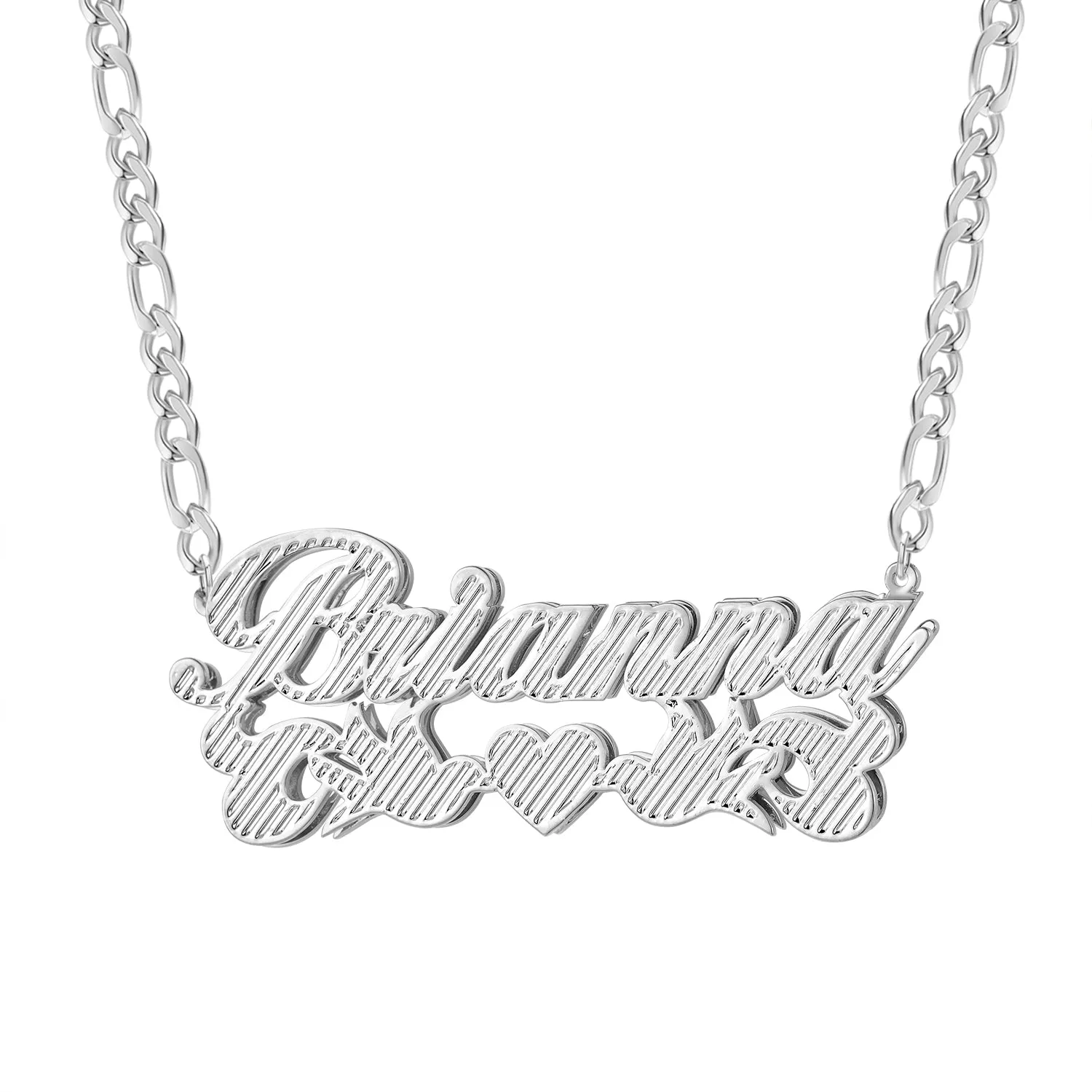 Double Plate Two Tone Name Necklace QN431